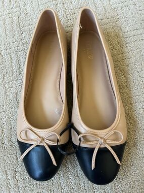 J. Crew Two-Tone Nude and Black Cap-Toe Ballet Flats